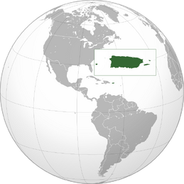 Orthographic projection of Puerto Rico.