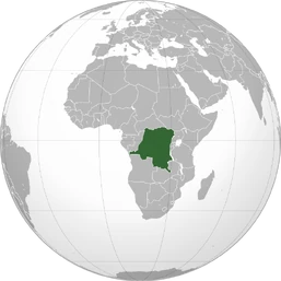 Orthographic projection of the Democratic Republic of the Congo.