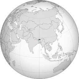 Orthographic projection of the Kingdom of Bhutan.