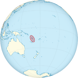 Vanuatu on the globe (Polynesia centered)