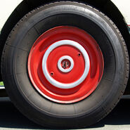 Red bus wheel