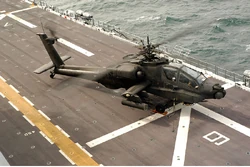 U.S. Army AH-64 prepares to launch from USS Nassau Feb 2005