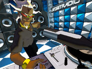 DJ-K's studio in Jet Set Radio Future. Also used in various promotional pieces and used as his profile image on the Japanese website.
