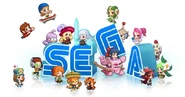 Beat and Gum's sprites on promotional image for Sega Blast Heroes.