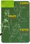JSRFconceptart.png (4.01 MB) Concept art of Gum, Corn, and Yoyo on page 43 of the July 2002 issue of the Famtisu Xbox magazine.