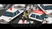 Onishima on top of a police car, from the first Jet Set Radio broadcast cutscene.