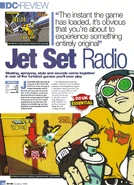 DC-UK Jet Set Radio review featuring Beat and a screenshot of Garam tagging.