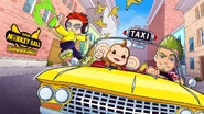 Promotional art of Beat, AiAi, and Axel for Super Monkey Ball Banana Rumble.