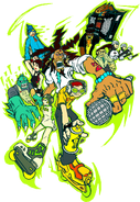 DJ Professor K and various characters.