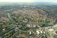 Bruges from the air, showing the entire Arena of the 2029 Battle Royale.