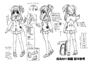 Akari Sakura's school uniform, main outfit concept art.