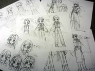 Various early concept art sketches of Jewelpet Twinkle☆ main characters. (Source)