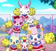 Sapphie cheerleading with the other Jewelpets