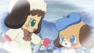 The unknown girl Jewelpet offering one of her glove to a young Yuku.
