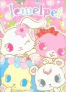 Main Jewelpets characters on a visual for a notebook.