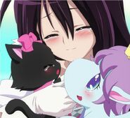 Hugging Diana and Opal as this will be the last time with her partner Jewelpets.