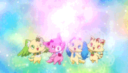 Sango casts magic with the other Jewelpets. (Animated)
