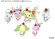 Reference sheet of Milky, Luna, and Peridot in waitress outfits for the Strawberry Café. (Episode 37)