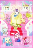 Illustration of Jewelpets at a costume ball.