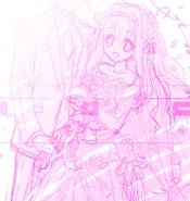 Concept art of Akari wearing a wedding dress for a music video celebrating the show anniversery.