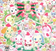 Illustration of Jewelpets on a Christmas crown.