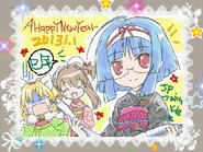 "A happy new year from Jewelpet Twinkle☆" 2013 artwork. (Source)