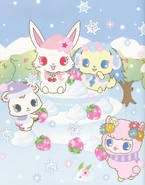 Illustration of Jewelpets making a snow cake.