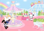 Illustration scene of Jewelpets in an amusement park.