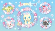 Illustration of Jewelpets in flower garlands.