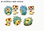 Alex and Brownie corrupted forms reference sheet for Jewelpet season 1.