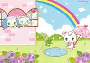 Illustration of Jewelpets enjoying the sun after the rain.