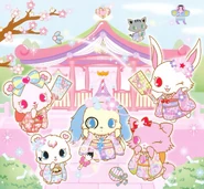Illustration of Jewelpets playing a traditional game.