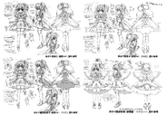 Akari's first four transformations outfits concept art.