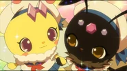 Nachi holding hands with Charotte.
