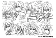Concepts arts of Alma's magic boy apperance face expessions.