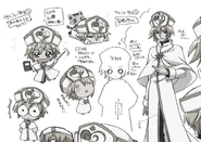 Grey-scaled concept artworks of Professor Sulfur. (Source)