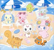Illustration of Jewelpets having fun on the beach.