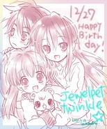 "Happy birthday Alma, Yuuma and Labra !" 2013 artwork. (Source)