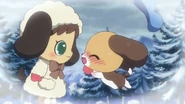 Young Yuku jumping on his new friend.