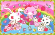 Illustration of Ruby, Garnet and Labra in sweets.
