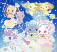 Illustration of Jewelpets playing a fairy tail scene.