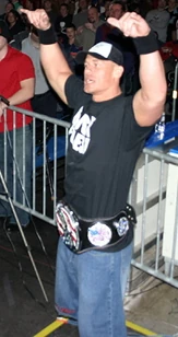 Cena with his customized  belt in January 2005