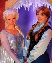 Elsa and Anna doing a Meet and Greet at  in 2013