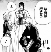 Gabimaru promising Mei to have her see Rien and Jofuku for the last time.