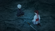 Gabimaru and Sagiri conversing