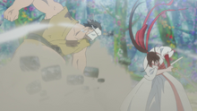 Sagiri deflects Rokurota's attack