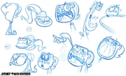 Early sketches of Heloise showcasing her more psychotic nature