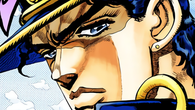 Artwork of jotaro from jojo's bizarre adventure sitting alone