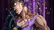 Okuyasu's bad shoulder peeling away.