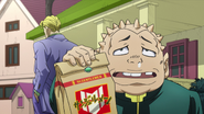 Shigechi holding what he believes is his lunch, which is actually the "girlfriend" of serial killer Yoshikage Kira.